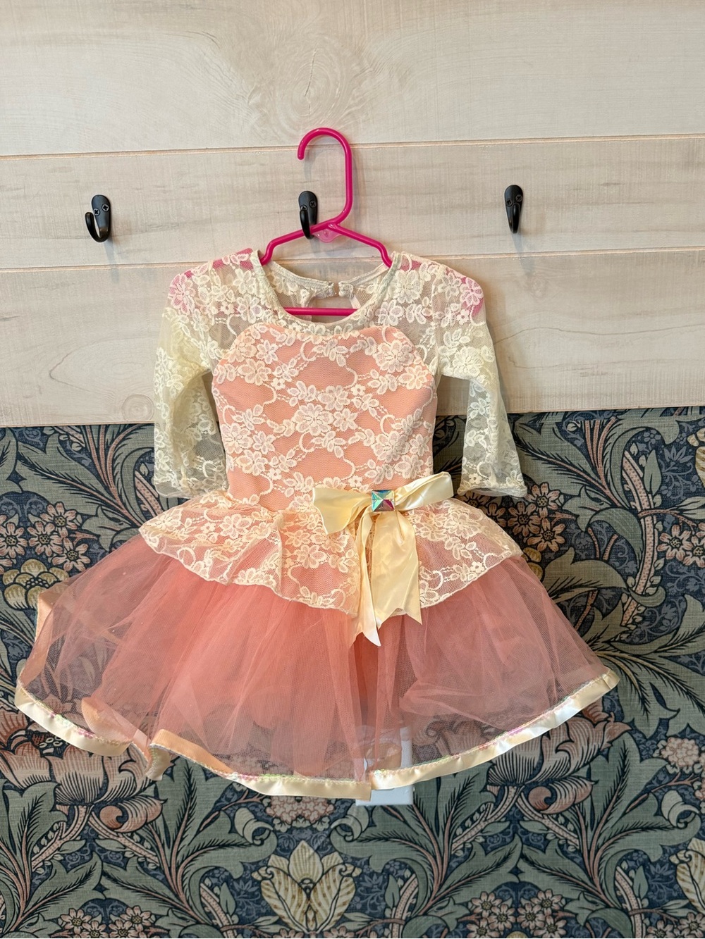 Weissman ballet tutu lace long sleeve, peach ivory cream costume dance